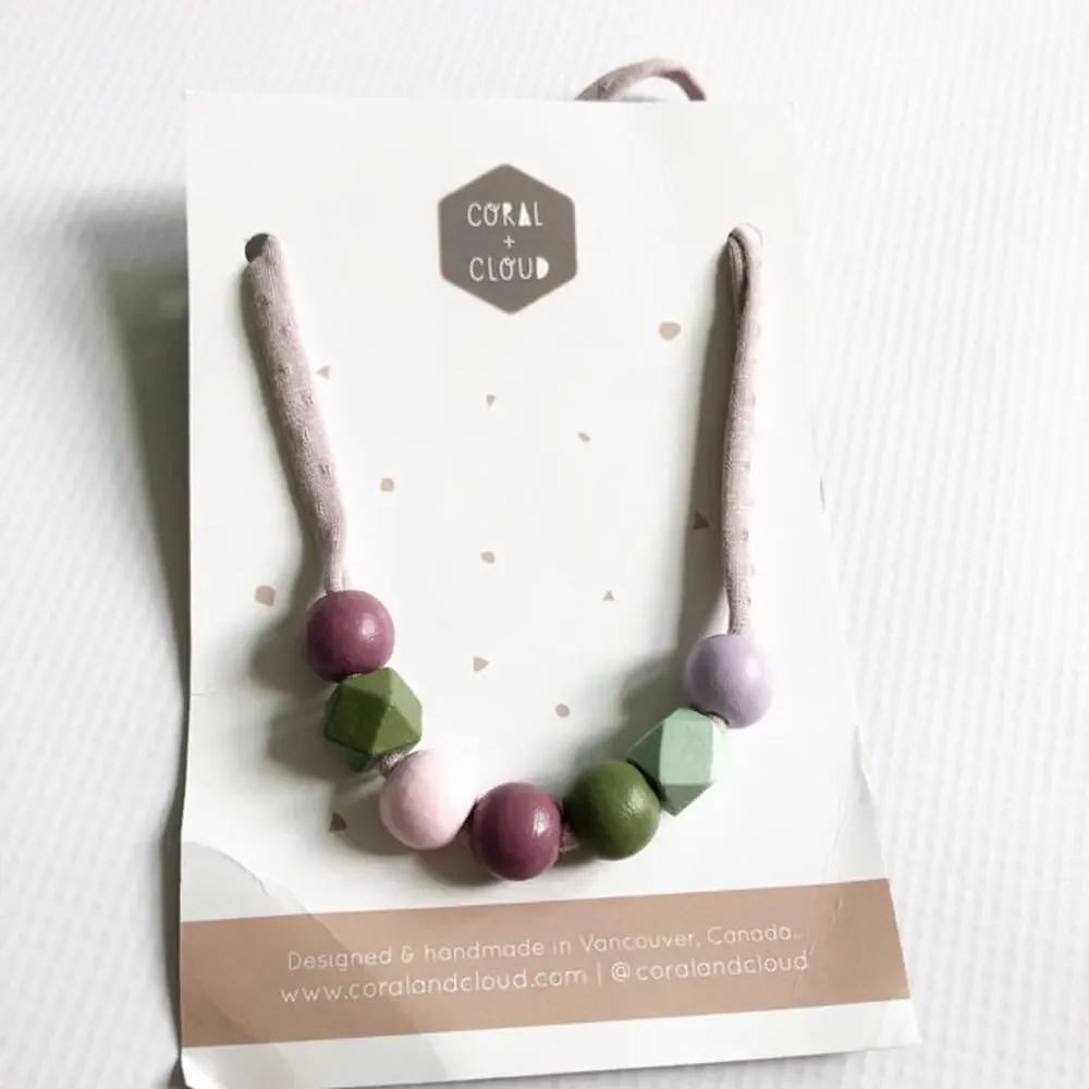 New Coral & Cloud Handmade Wooden Necklace